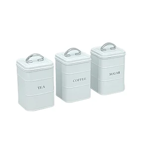 white coffee tea sugar canisters