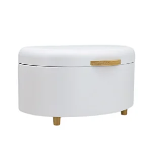 Kitchen Bread Bin, Storage basket, Food case 2022, Carbon Steel, Bamboo Lid, Rectangle, Modern Designe, White Black Grey, Any Color