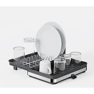 Folding Dish Drainer Rack, Small Capacity Dish Drying Rack with Tray and Dish Drainer for Kitchen, Any Color Tray and Tool holder, Modern Design, 1 Layer, Simple Style