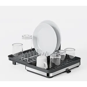 Folding Dish Drainer Rack, Small Capacity Dish Drying Rack with Tray and Dish Drainer for Kitchen, Any Color Tray and Tool holder, Modern Design, 1 Layer, Simple Style