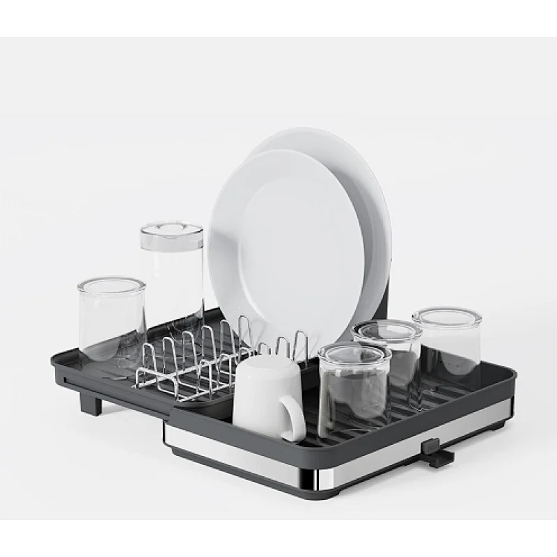black dish rack with tray