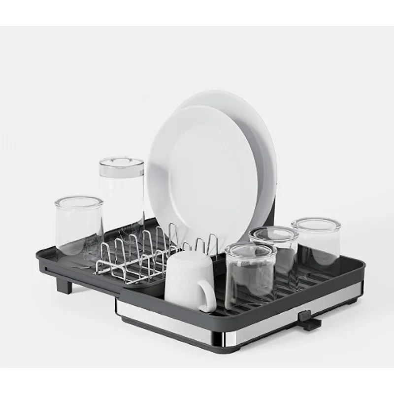 black dish rack with tray