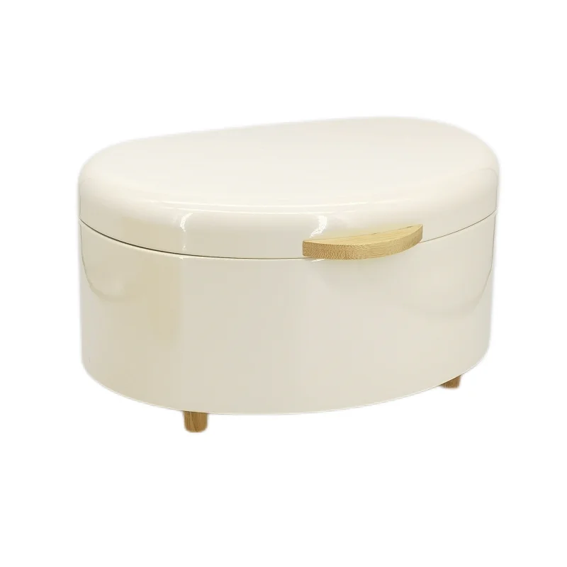 Kitchen Bread Bin, Storage basket, Food case 2022, Carbon Steel, Bamboo Lid, Rectangle, Modern Designe, White Black Grey, Any Color