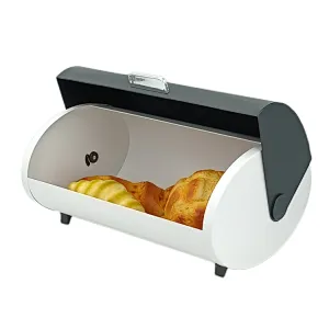 Kitchen Bread Bin, Storage basket, Food case 2022, Carbon Steel, Bamboo Lid, Rectangle, Modern Designe, White Black Grey, Any Color
