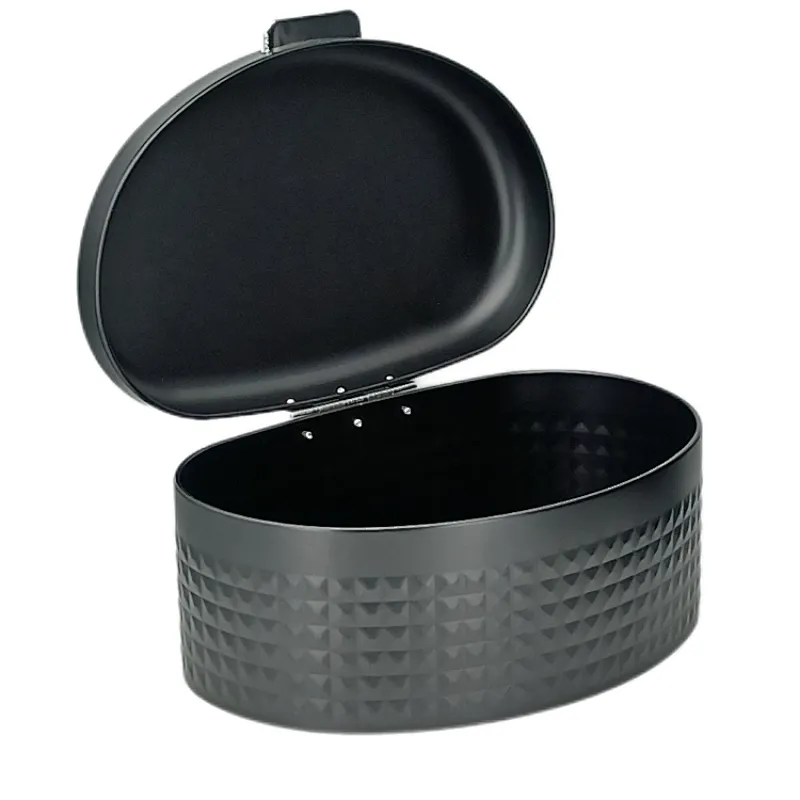 Kitchen Bread Bin, Storage basket, Food case 2022, Carbon Steel, Bamboo Lid, Rectangle, Modern Designe, White Black Grey, Any Color