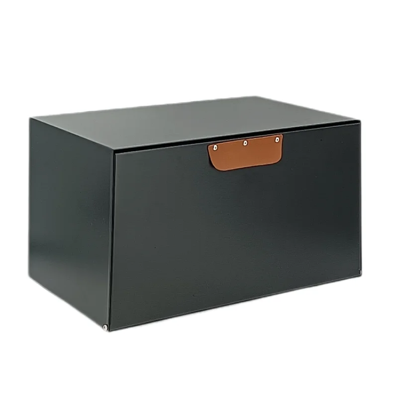 Kitchen Bread Bin, Storage basket, Food case 2022, Carbon Steel, Bamboo Lid, Rectangle, Modern Designe, White Black Grey, Any Color