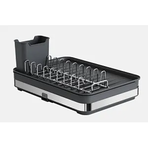Folding Dish Drainer Rack, Small Capacity Dish Drying Rack with Tray and Dish Drainer for Kitchen, Any Color Tray and Tool holder, Modern Design, 1 Layer, Simple Style