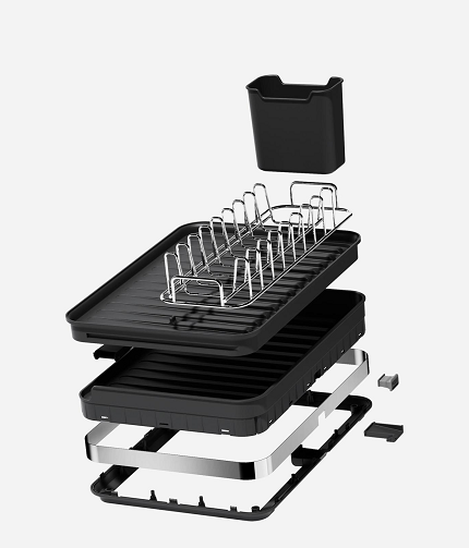 black dish rack with tray