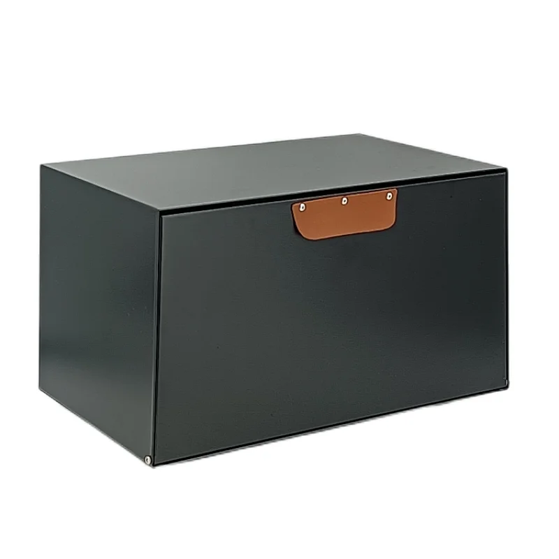 Kitchen Bread Bin, Storage basket, Food case 2022, Carbon Steel, Bamboo Lid, Rectangle, Modern Designe, White Black Grey, Any Color