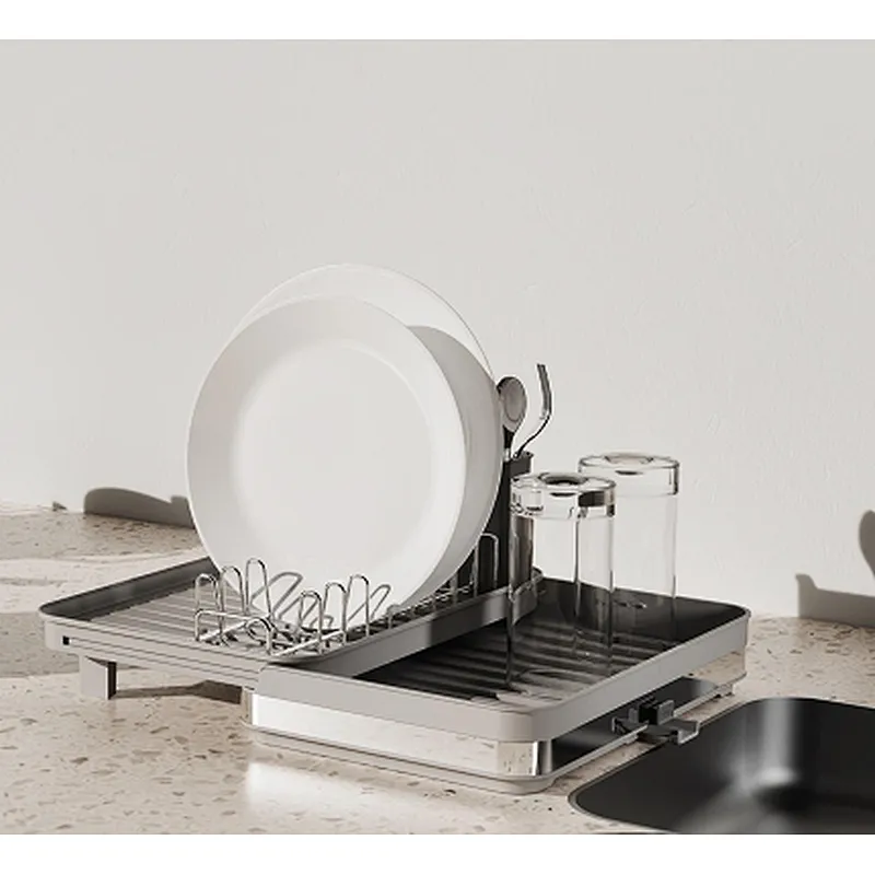 black dish rack with tray