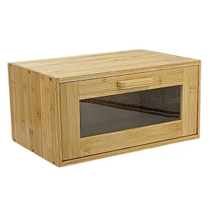Kitchen Bread Bin, Storage basket, Food case 2022, Carbon Steel, Bamboo Lid, Rectangle, Modern Designe, White Black Grey, Any Color