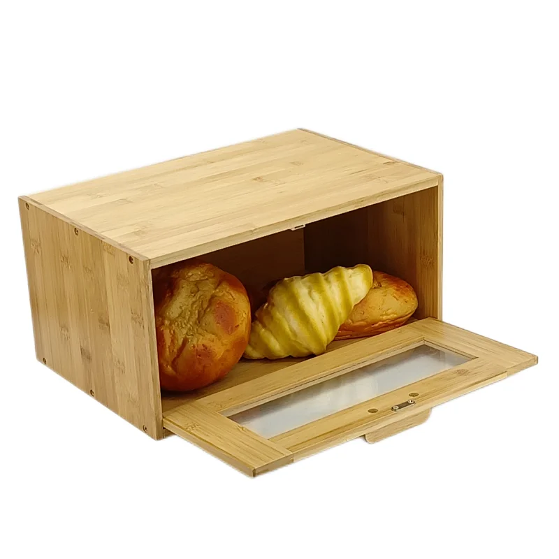Kitchen Bread Bin, Storage basket, Food case 2022, Carbon Steel, Bamboo Lid, Rectangle, Modern Designe, White Black Grey, Any Color