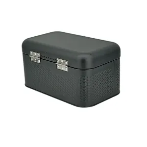 Kitchen Bread Bin, Storage basket, Food case 2022, Carbon Steel, Bamboo Lid, Rectangle, Modern Designe, White Black Grey, Any Color
