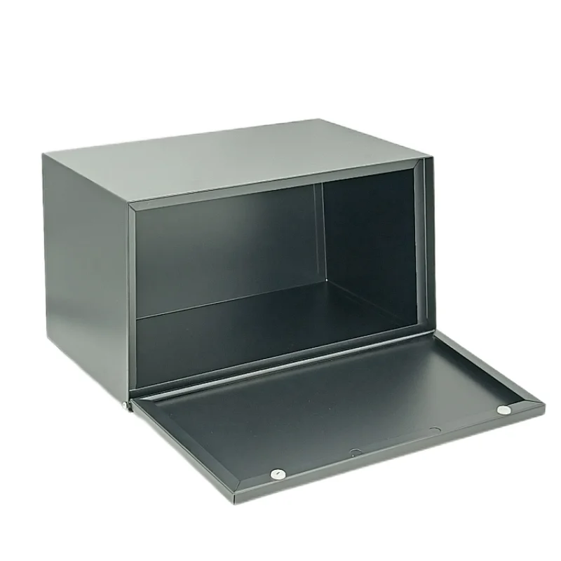 Kitchen Bread Bin, Storage basket, Food case 2022, Carbon Steel, Bamboo Lid, Rectangle, Modern Designe, White Black Grey, Any Color