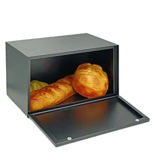 Kitchen Bread Bin, Storage basket, Food case 2022, Carbon Steel, Bamboo Lid, Rectangle, Modern Designe, White Black Grey, Any Color