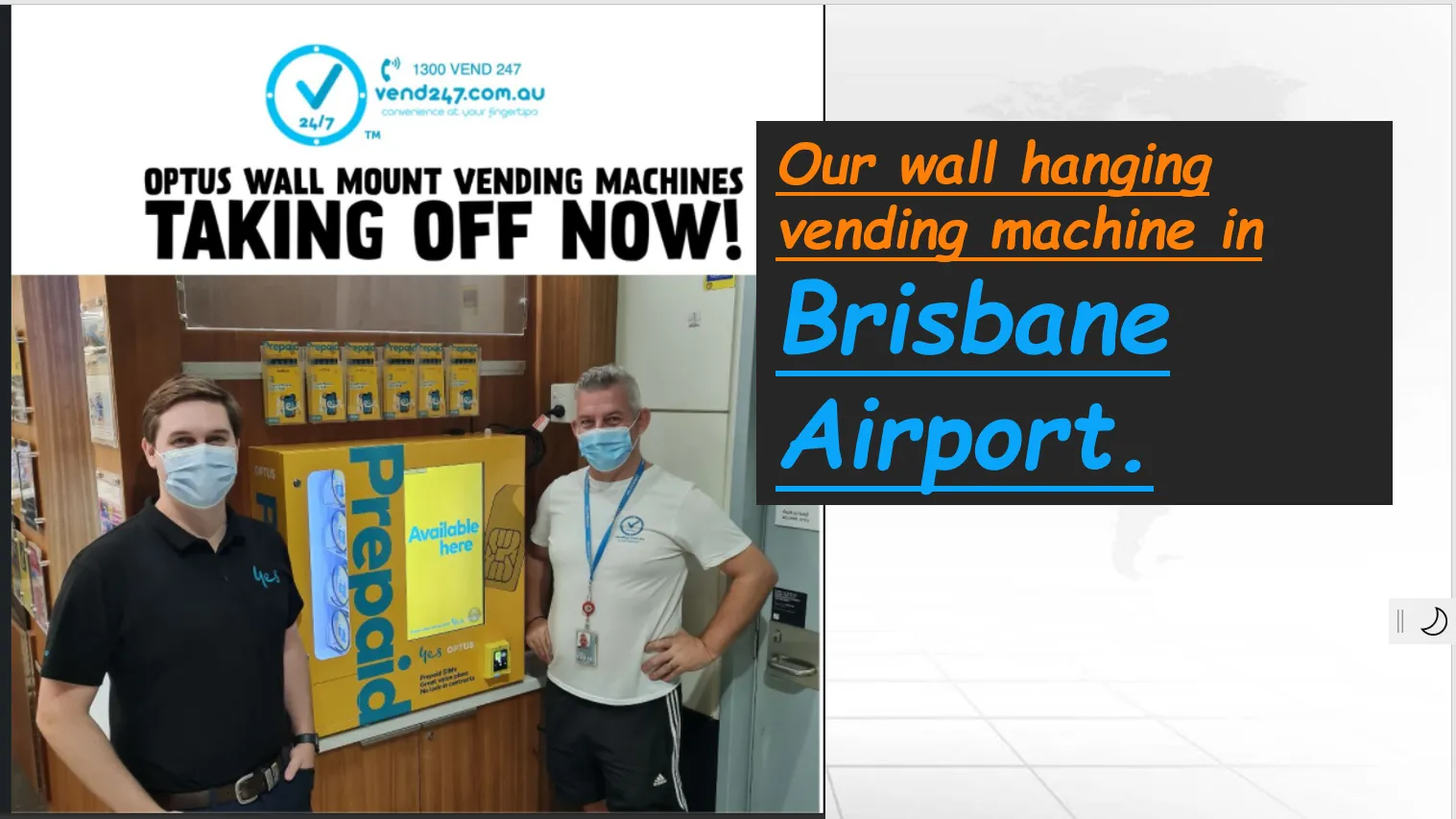 wall-mounted e-cigarette vape vending machine in Brisbane airport
