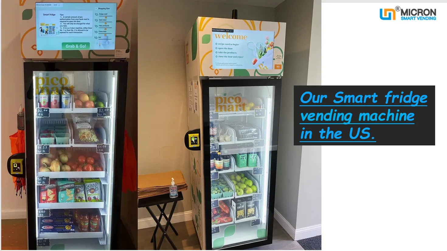 Cashless smart fridge salad sandwich vending machine