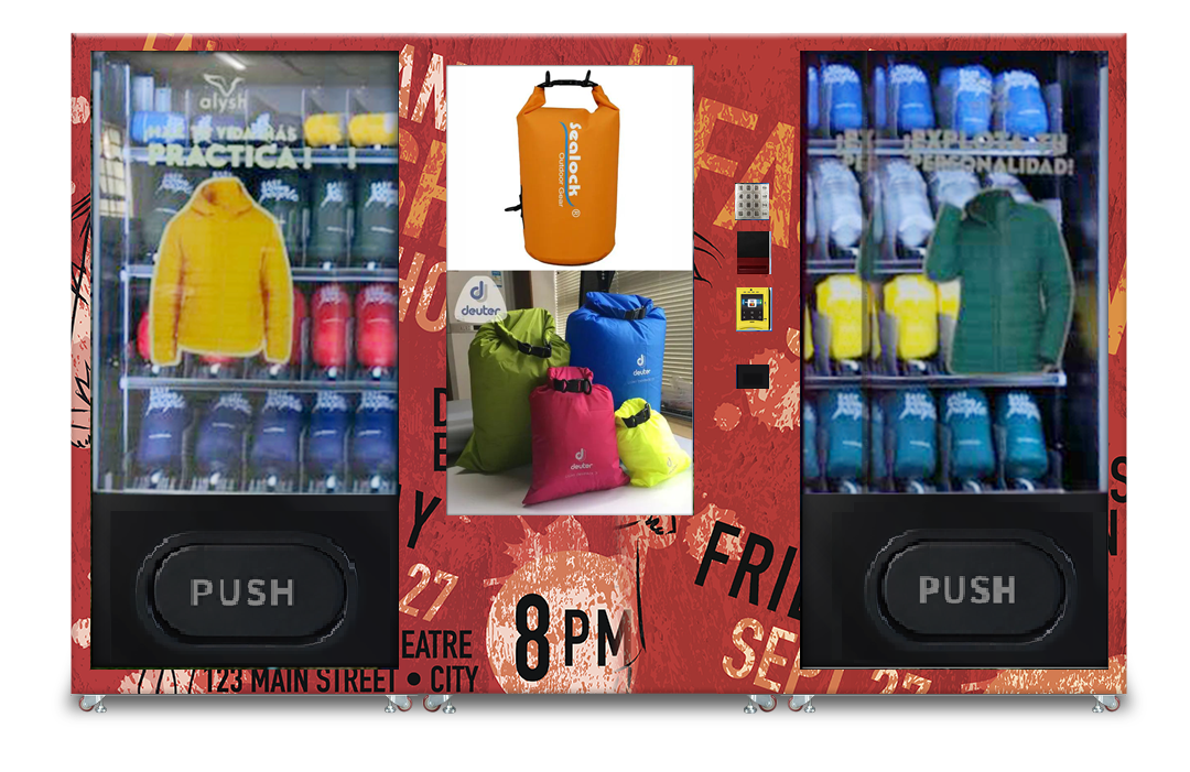 clothing vending machine with card reader and touch screen