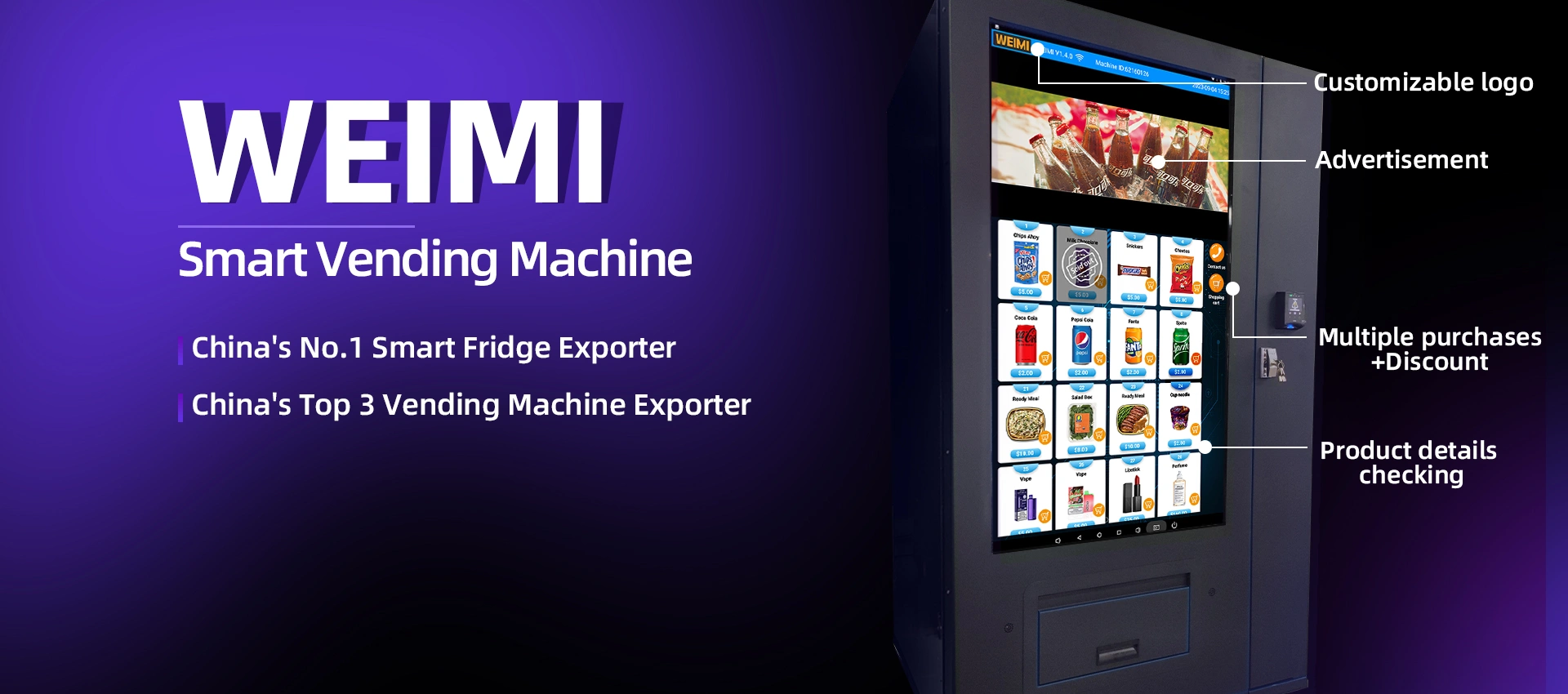 China's No.1 Smart Fridge Exporter
China's No.1 Vape Vending Machine Exporter
China's Top 3 Vending Machine Exporter
AI Vending Machine Leading Supplier