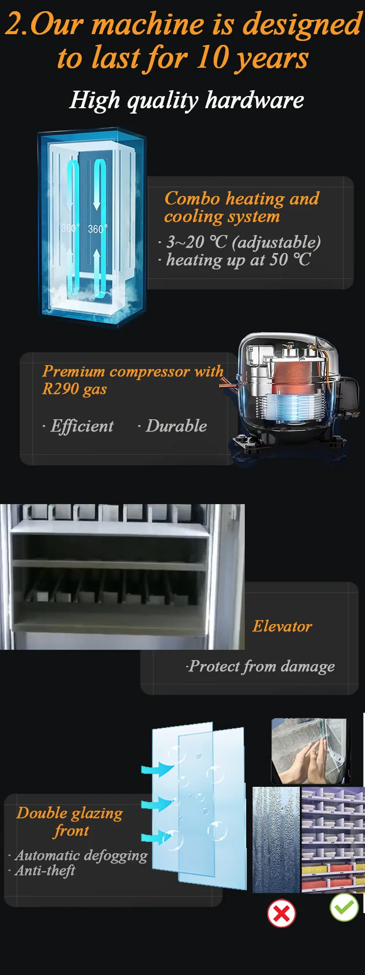 Intelligent Elevator Food Deli Vending Machine with 21.5-inch touchscreen & card reader with high quality hardware