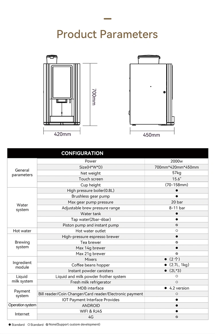 small coffee vending machine for office product parameters