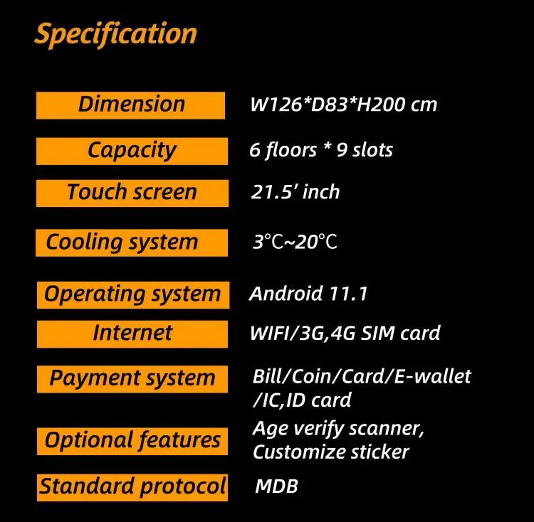 specification of WEIMI pet vending machine for dog treats food wash supply