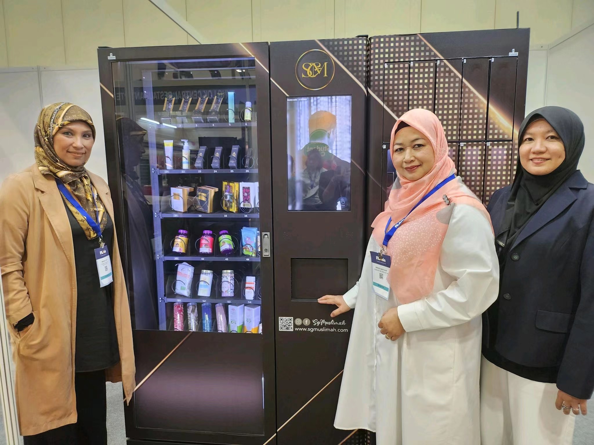 Weimi smart vending machine for personal care products at the vending exhibition in Singapore.
