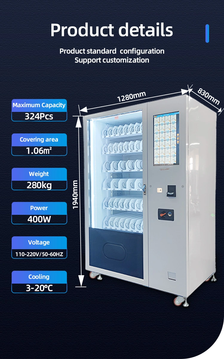 Smart snack and drink combo vending machine big capacity with slave box available for sale and cooling system