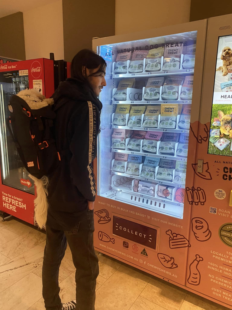 Customers were selecting pet food from Weimi Smart Vending pet vending machine in Australia