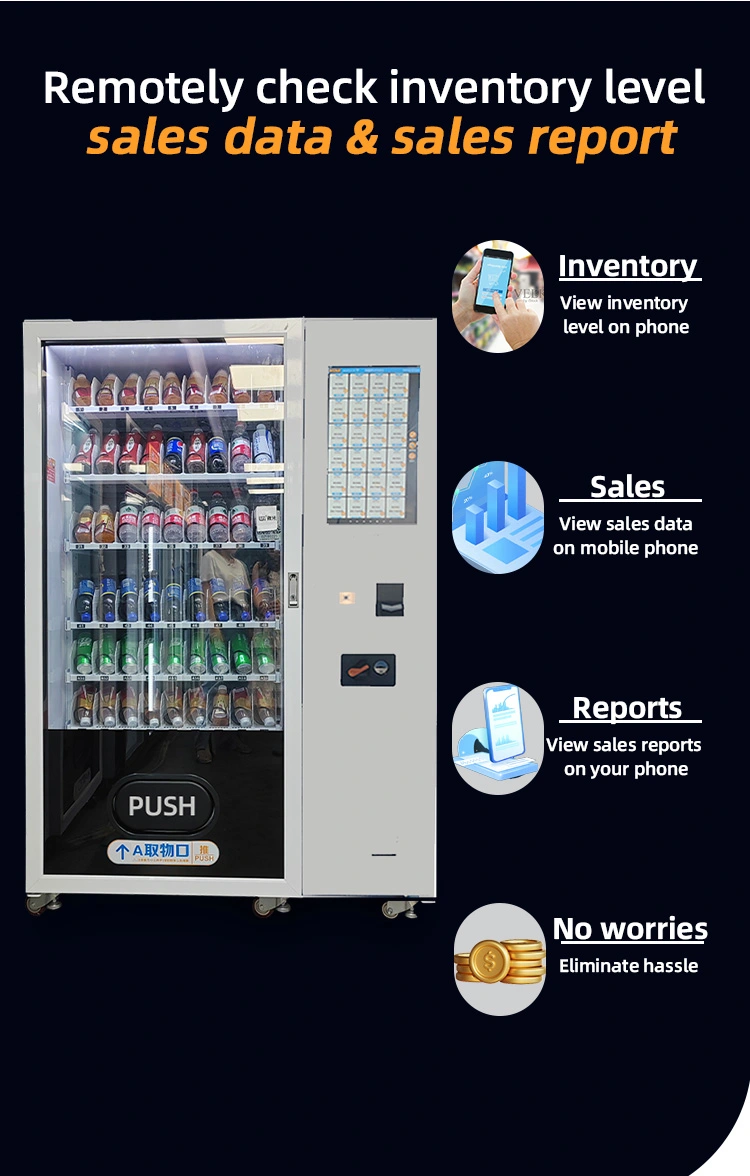 Big Capacity Snacks Drinks Combo Vending Machine remotely check real-time inventory