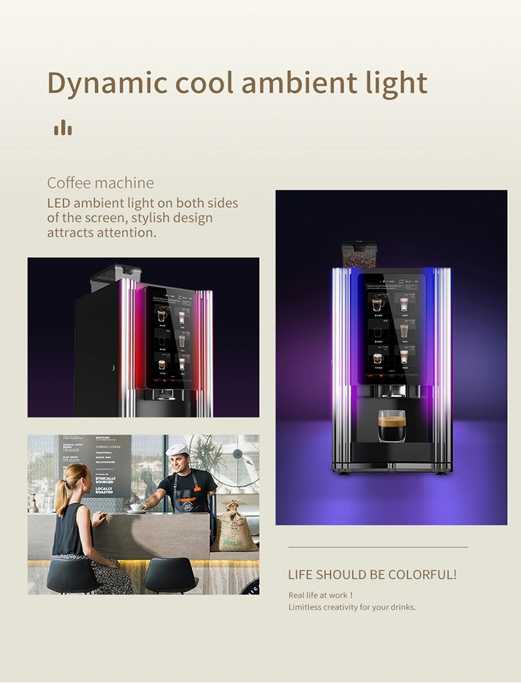 Small coffee vending machine tabletop coffee machine dynamic cool ambient light