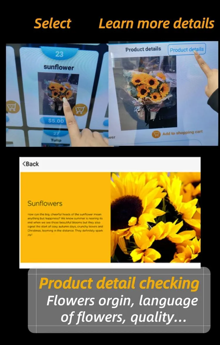 Hot sale fresh flower vending machine intelligent shopping cart