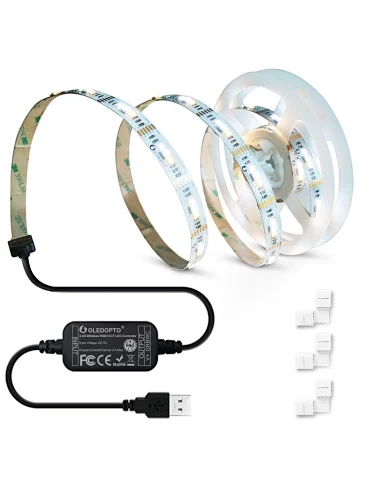 2M 5V USB LED Lighting for 40-55 inch HDTV, RGBWW LED TV Lighting Controller for PC, Compatible with Alexa, SmartThings