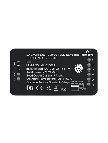 DC12V - 54V Gledopto Pro Edition ZigBee Smart LED Controllers CCT Dimmable RGB LED Controller RF WiFi LED Controller RGBCCT 270W