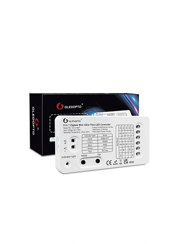 GL-C-002P Gledopto New Mini 5in1 ZigBee LED Controller Power-on Behaviour Settable Smart Light LED Dimmer Controller 5-24V 144W