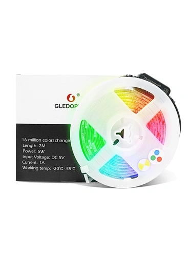 Alexa SmartThings ConBee II Compatible ZigBee RGB+Tunable White 5V LED Strip Controller with 2M RGB LED Strips Lights