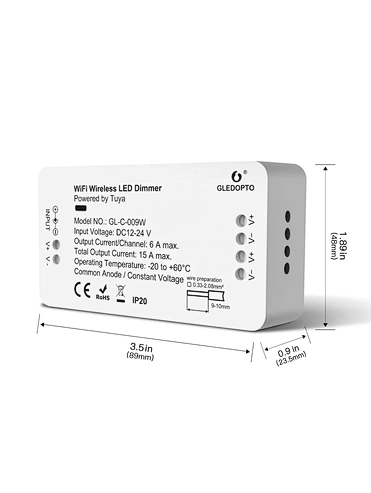 GL-C-009W Gledopto 12-24V WIFi LED Dimmer Smart Life App Control WiFi Remote LED Controller for Single Color LED Strip Light 15A