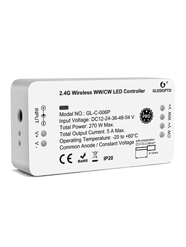 GL-C-006P Gledopto Intelligent Stair Way Light Controller ZigBee LED Controllers Dual White Color Tunable ZigBee Dimmer Module