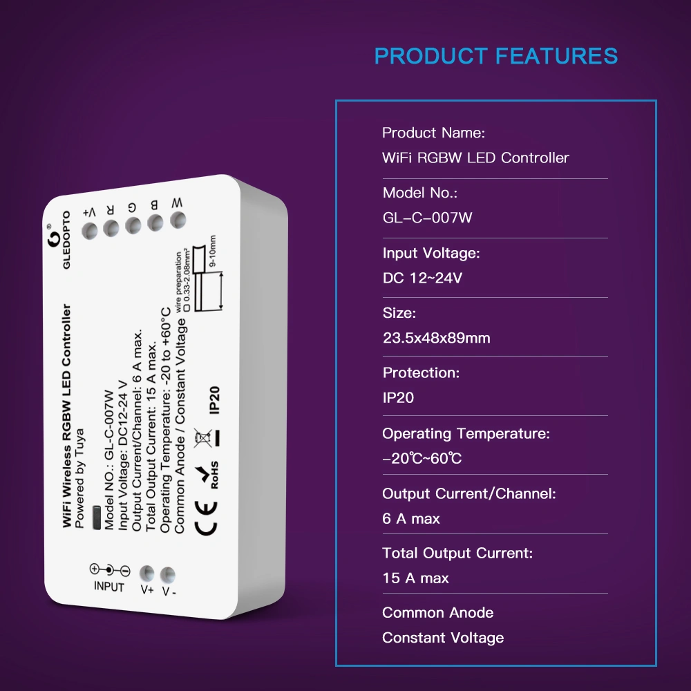 tuya wifi led controller rgbw