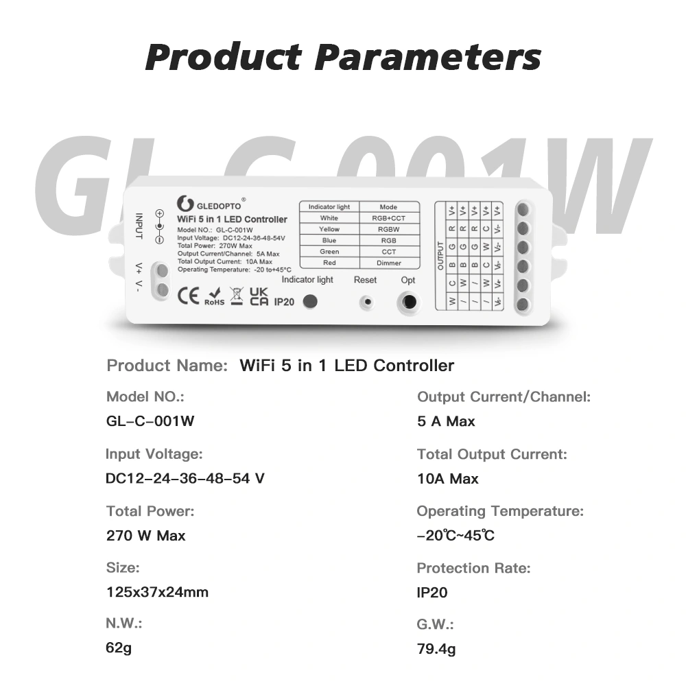 wifi led controller rgbcct