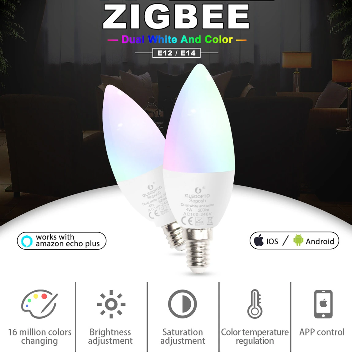 Smart led candle light RGB