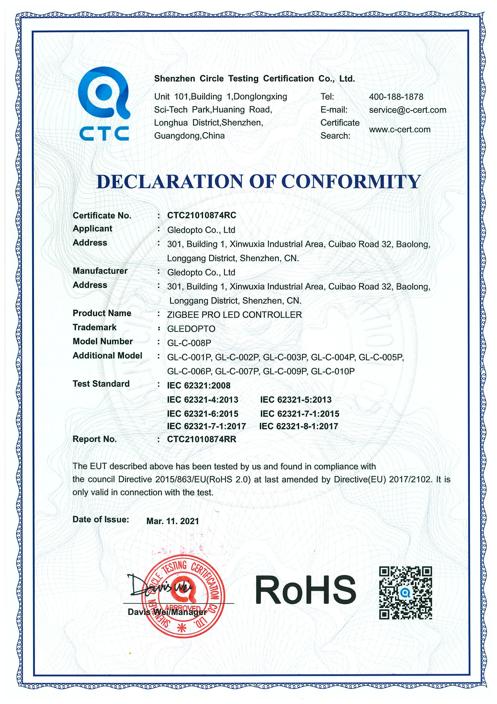 GLEDOPTO Zigbee LED controller RGBW