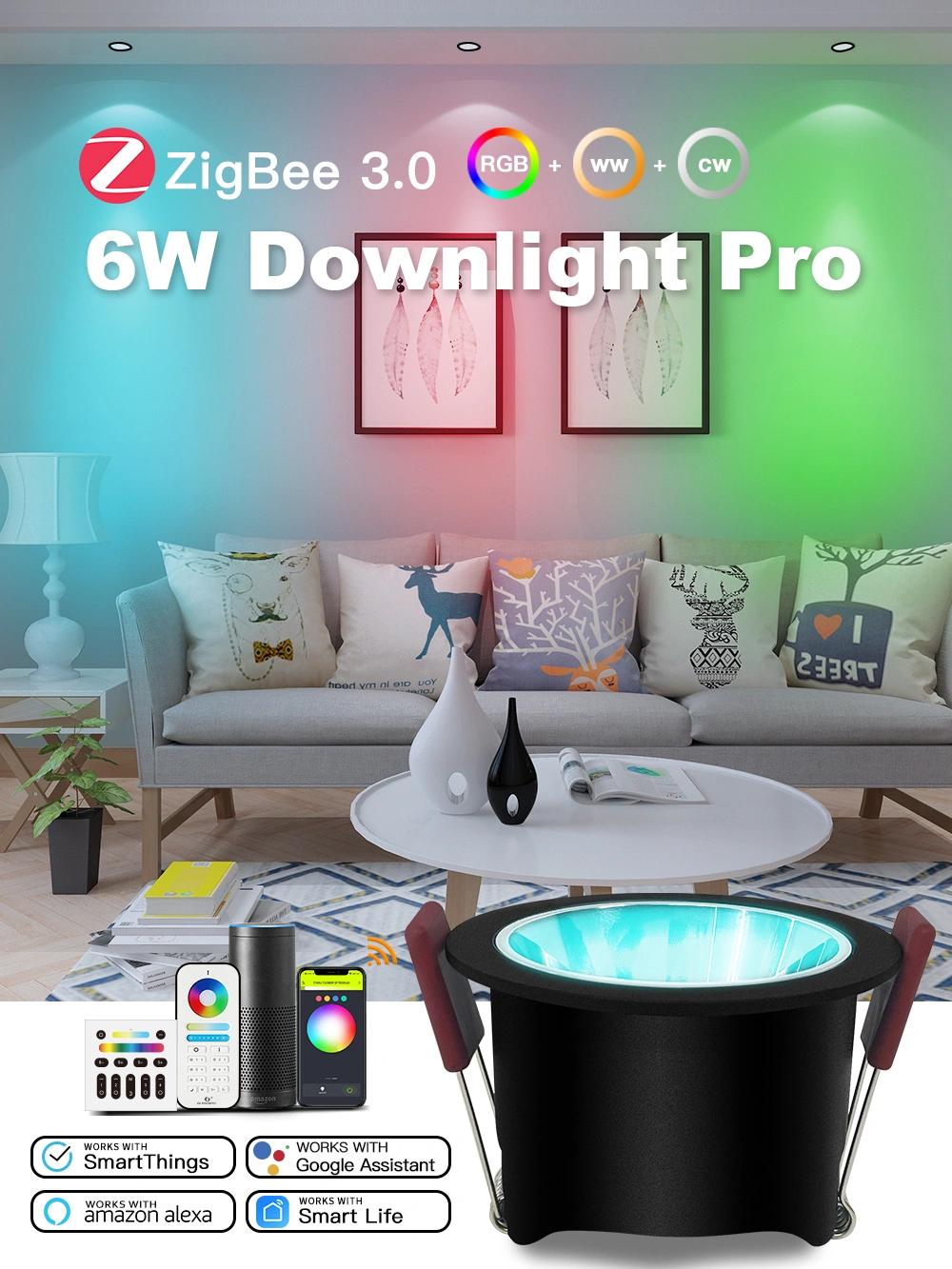 smart Zigbee down light RGBW