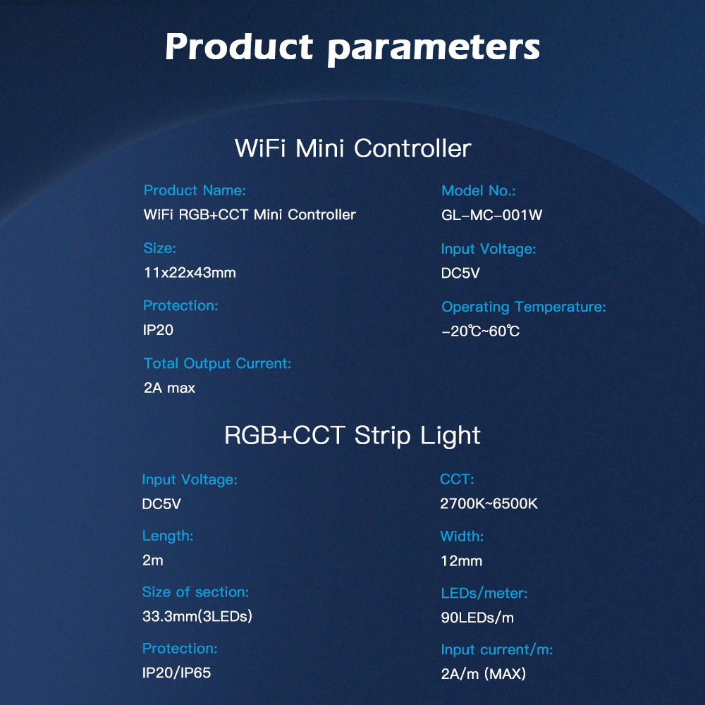 RGBCCT wifi controller led strip