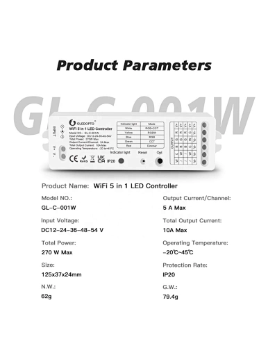 wifi led controller rgbcct