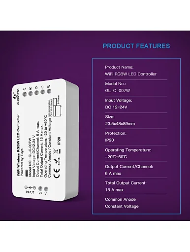 tuya wifi led controller rgbw