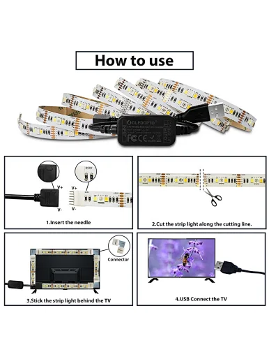 5V usb led strip rgb cct kit