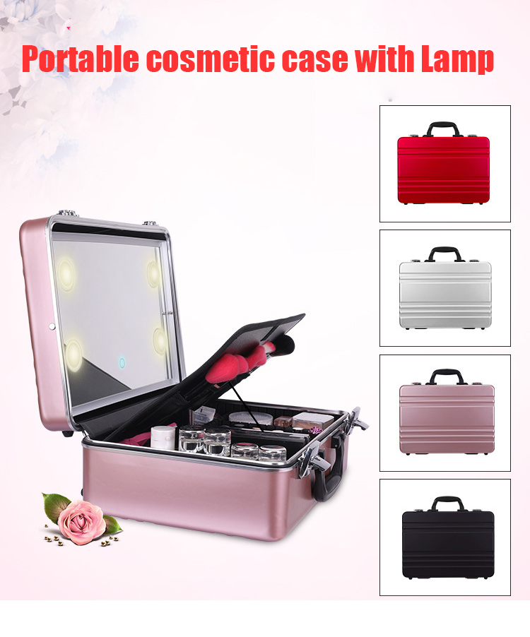 16 inch portable makeup case with Lighted Mirror