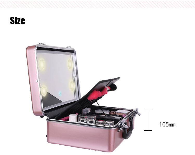 16 inch portable makeup case with Lighted Mirror