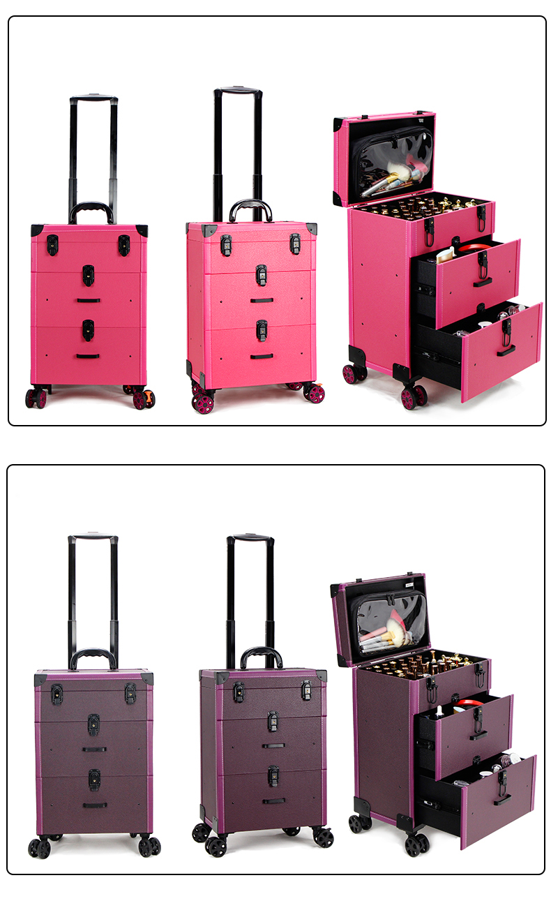 Large Makeup Case on Wheels train case with drawers